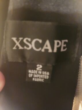 XSCAPE  Long Black Dress With Side Cut Outs And Slit (Size 2)